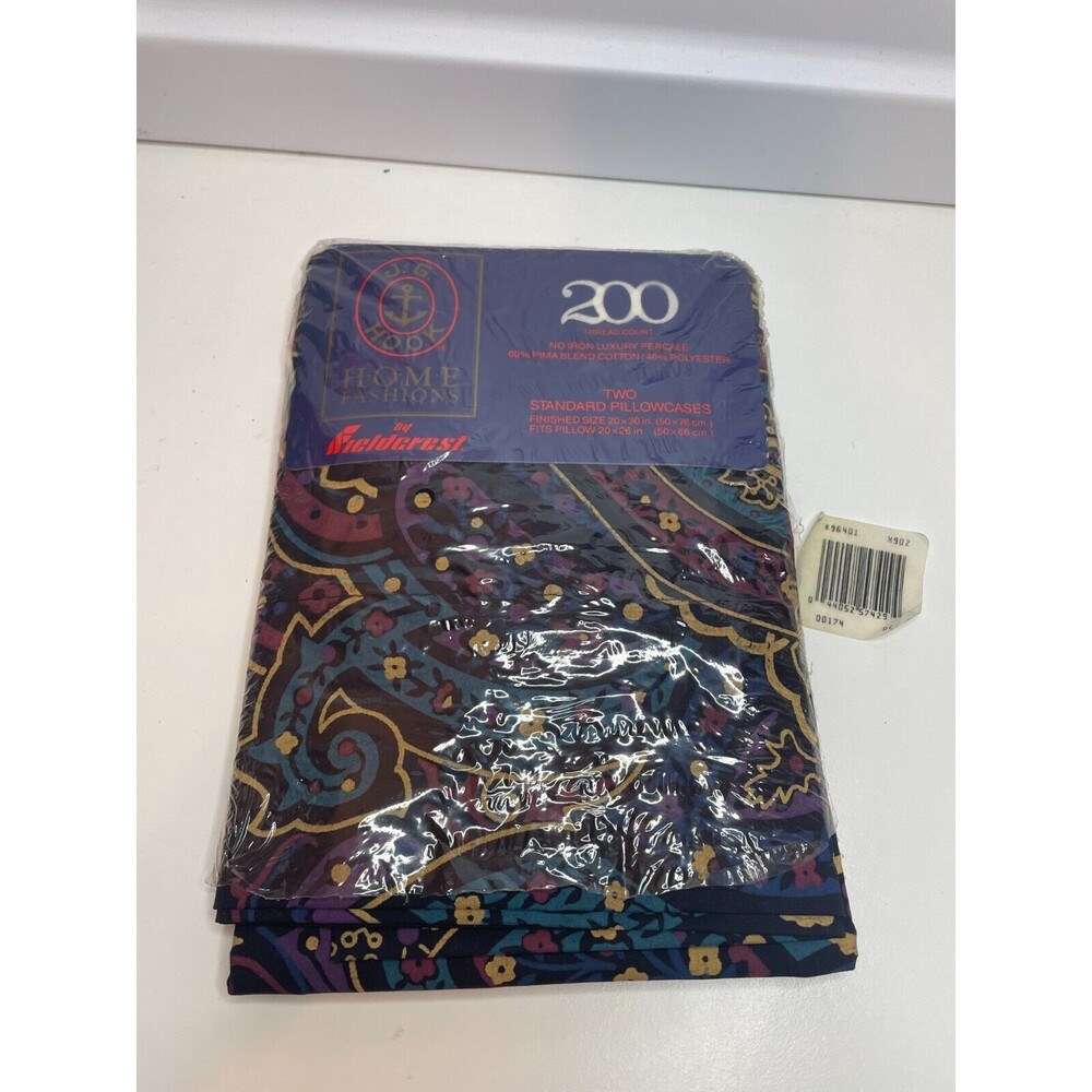 Cottagecore Vintage J G Hook Fieldcrest Percale Standard 2 Pillowcases New blue